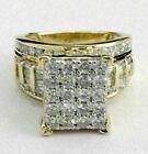 Real Moissanite 3Ct Round Cluster Engagement Ring 14K Yellow Gold Silver Plated
