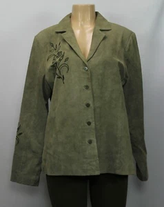 Victor Costa Occasion Women's Blazer Jacket Soft Suede Sage Green Size L - Picture 1 of 9