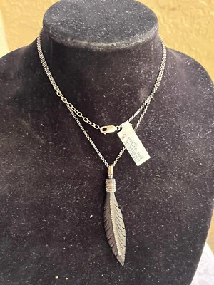 Colgante de pluma de ónix negro tallado rarezas, collar de plata de ley, nuevo Foto 1 de 4