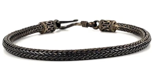 Sterling Silver Bracelet 7 Inch Long Round Foxtail Link Chain Vintage Hook Clasp - Picture 1 of 10