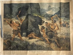 Franz Roubal print 1937 Caveman Bear “No. 1 “ First Print - Picture 1 of 9