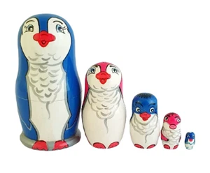 Dolls Russes- Penguin Painted At Hand By Strogonova Russia - Picture 1 of 1