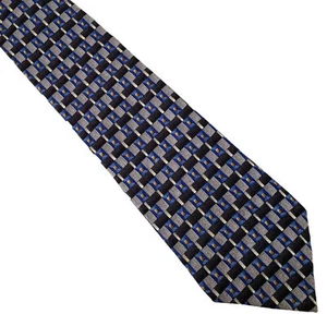 Van Heusen Gray Blue Check Pattern Silk USA Made Neck Tie Necktie 4" 58" - Picture 1 of 4