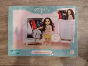 ESPARI BARNES & NOBLES American Doll Wooden Armoire Clothes Wardrobe RARE - Picture 1 of 2