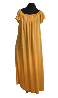 Mango Orange Silky Nylon Long Nightgown Mod Boho Vtg 60s Mr P J  Jr by Barad - Image 1 of 4