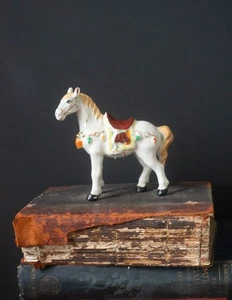 CHINESE PORCELAIN WHITE TANG WAR HORSE HANDPAINTED RAISED DETAIL FIGURINE ORNAME - Picture 1 of 7