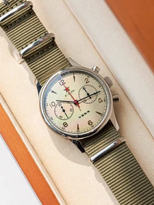 1963 Army Seagull Movement Mechanical Chronograph Sapphire Wrist Men Watch - Imagen 1 de 10