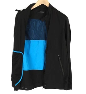 DIESEL J-Rum Men Jacket M Black Band Neck Lined Full Zip Pockets Lightweight - Picture 1 of 13