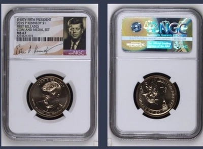 2015-P $1 Kennedy Presidential Dollar NGC MS 67 | First Releases Uncirculated UN - Image 1 of 4