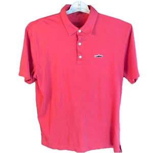 Patagonia Trout Fitz Roy Mens Organic Cotton Coral Short Sleeve Polo Shirt Med - Picture 1 of 6