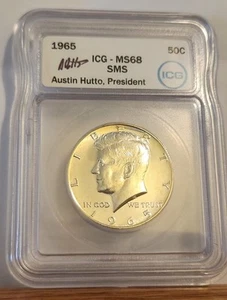 1965 SMS Kennedy Half Dollar ICG Certified MS 68 AUSTIN HUTTO SIGNED #2 - Picture 1 of 4