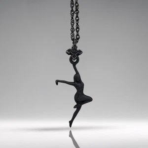 Latin Dance Pendant – Oxidized Black 925 Silver Sports Jewelry for Dancers - Picture 1 of 13