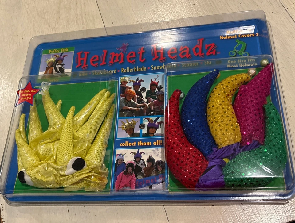 Helmet Headz Multi-Sport kids Helmet Covers 2 OSFA Puffer Fish & Jester~NEW - Image 1 of 4