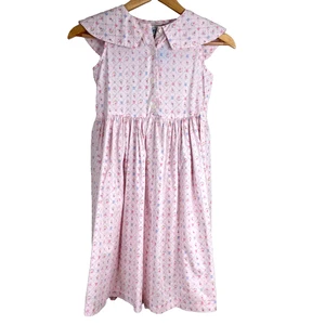 VTG 90s Mousefeathers Dress 7 Sailor Peter Pan Collar Floral Cottage Easter Pink - Picture 1 of 7