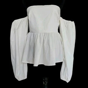 Top de Algodón Caído Media Luna Manga Abullonada Talla L Boho Renacimiento Festival  - Imagen 1 de 15