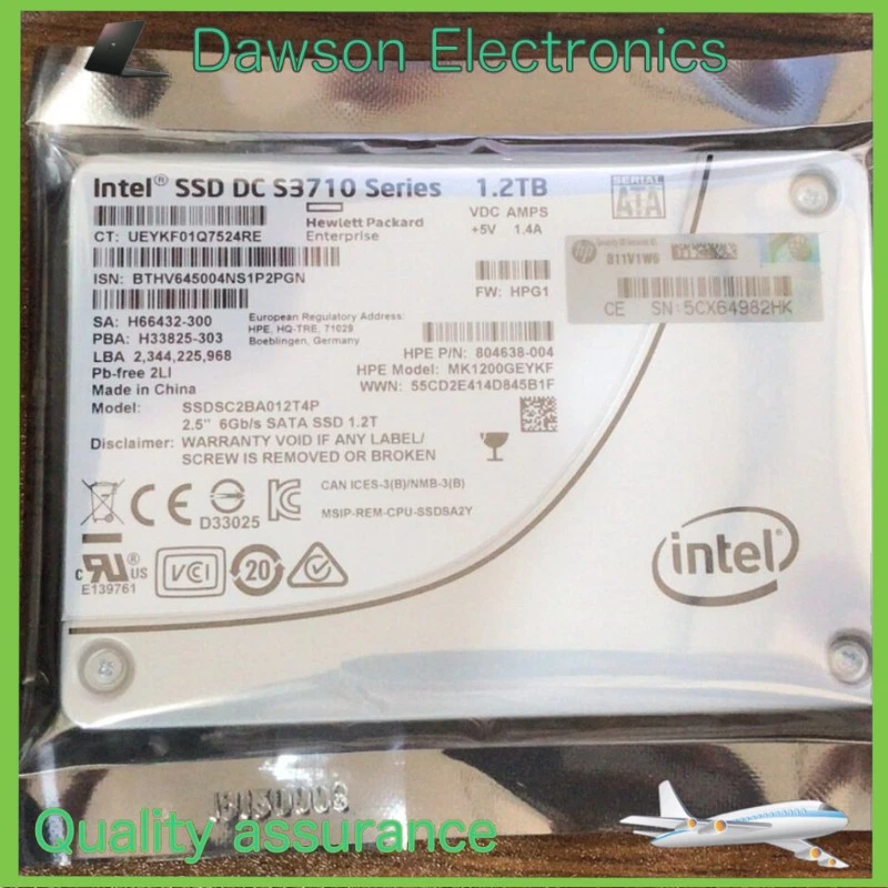 SSDSC2BA012T4P HP Intel S3710 1.2TB SATA 6.0Gbps 2.5" SSD MLC Solid State Drives - Image 1 of 1