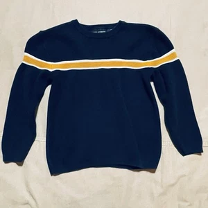 Vintage Faded Glory Boys Size 5 Sweater Navy Blue Long Sleeve Pullover Stripe - Picture 1 of 8
