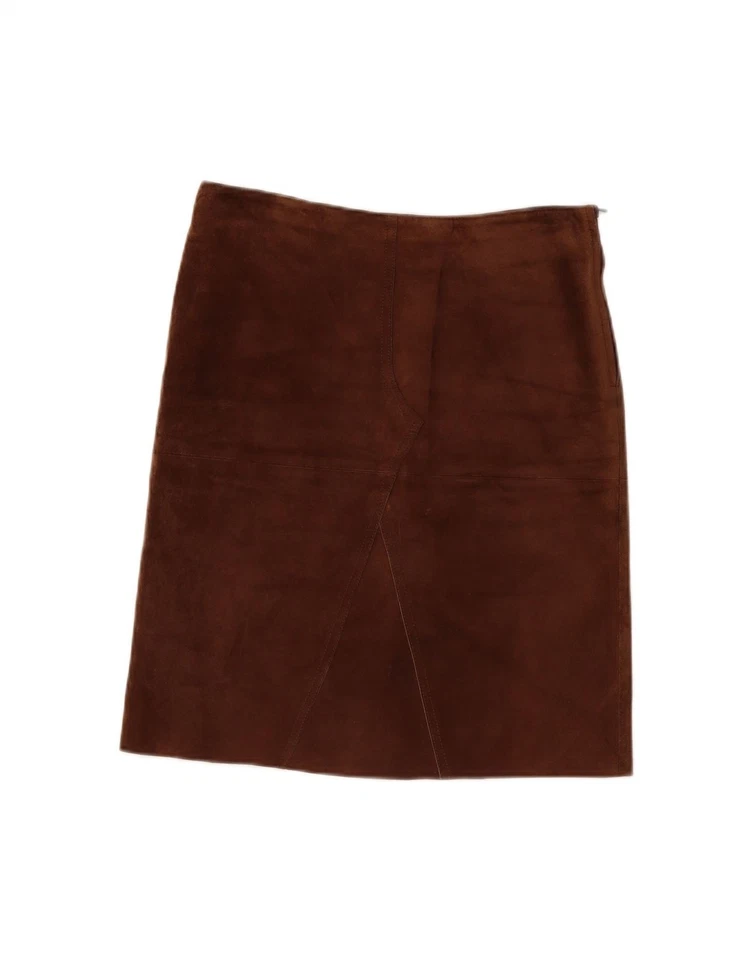 Женская замшевая прямая юбка SISLEY IT 44 средний размер W32 коричневая кожа AH08 - Изображение 1 из 3
