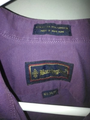 Barrington 男式长袖正装衬衫,无皱褶,深紫色,棉质 — 第 1/4 张图片