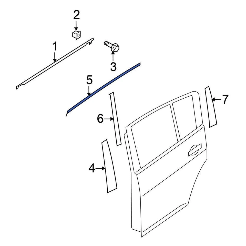 For Nissan Versa 2007-2012 Nissan 82819EL000 Rear Left Upper Black Out Tape Foto 1 de 1