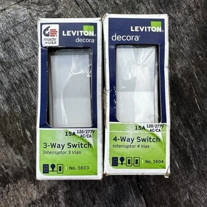 Lotto Leviton Interruttore 4 Vie Bianco 15A/120V-277V 5604 Interruttore 3 Vie 5603 - Foto 1 di 3