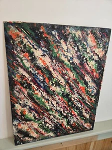 Vintage Oil on Board Abstract Painting, Expressionist 1950s? unsigned Colorful - Picture 1 of 11