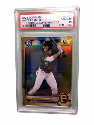 2022 Bowman Baseball MATT FRAIZER 1st Chrome Gold /50 PSA 10 PIRATES #BCP-91 - Image 1 of 2