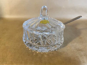 Atascado de cristal de plomo auténtico / frasco de condimento con cuchara - Imagen 1 de 6