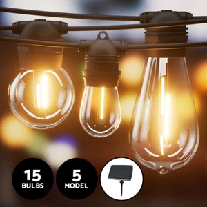 17m Festoon Lights Solar Powered String LED Waterproof Outdoor - Picture 1 of 19