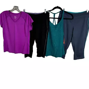 Tangerine Black Capri Leggings, Tank & T-Shirt LOT 4 Size Large Tea Gear Reebok - Picture 1 of 10
