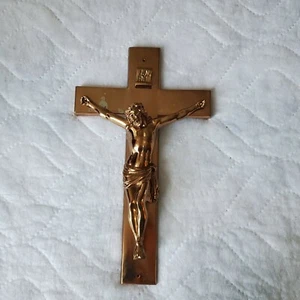Vintage Large Catholic INRI Church Wall Crucifix Bronze Cross Jesus - Picture 1 of 4