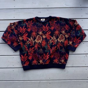 Maglione Vintage Autunno Foglie Incredibile Dettaglio Taglia Large Maglione Fatto Usa - Foto 1 di 11