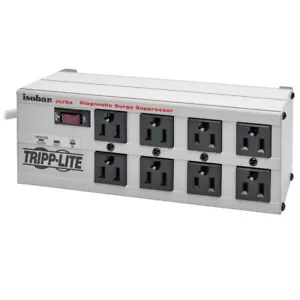 Tripp Lite 25FT 8 Outlet Isobar 3840 Joules Metal Surge Protector - White - Picture 1 of 5