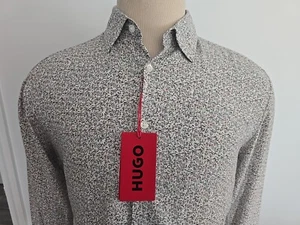 CAMISA CASUAL HUGO BOSS ETIQUETA ROJA Ermo Multi NUEVA Para hombres Calce Ajustado Talla XL - Imagen 1 de 18