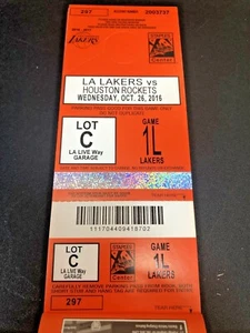 10/26/16 NBA Lakers Vs Rockets Parking Pass at Staples Center Kobe Bryant - Picture 1 of 1