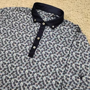 Camisa Johnnie O Para Hombres Mediana Azul Polo Rendimiento Golf Logo Geométrico Floral A2 - Imagen 1 de 12