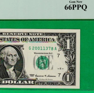 1999 $1 Federal Reserve note BIRTH YEAR Serial Numbers 2001 - 1378 PCGS 66 - Picture 1 of 3