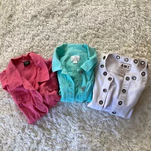 Women’s Jean Jacket Lot Of 3 Spring Pastel Cropped Denim Short Pink Blue White - Picture 1 of 8