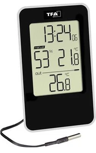 TFA Termohigrómetro con Reloj y Sensor de Cable para Interior/Exterior - Imagen 1 de 3