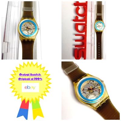 Swatch Gent Nuovo Disque Blue GK113 1988 Vintage Orologio da polso NOS Anni 80 - Immagine 1 di 4