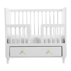 Doll Bed Dollhouse Mini Furniture Crib Model Adornment Ornament Baby Toddler - Picture 1 of 12