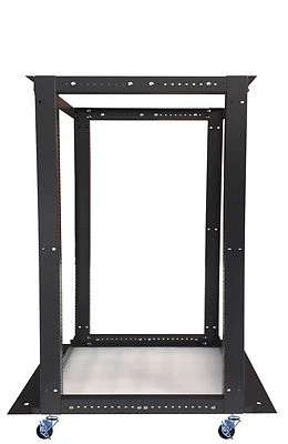 18U 4 Post Open Frame 19" Network Server Rack on Caters Adjustable Depth  - Image 1 of 4
