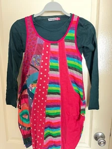 Desigual Dress Girls Sz 11/12 Multicolored Long Sleeve Bubble Hem - Picture 1 of 5