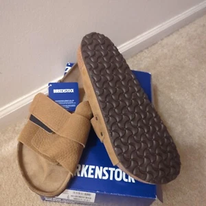 NEW!  BIRKENSTOCK KYOTO MENS SUEDE SANDALS TAUPE SZ 46 13 U.S. - Picture 1 of 7