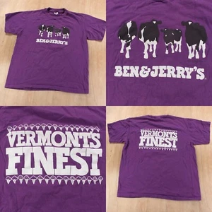 vtg 90s Ben & Jerry's Vermont's Finest Woody Johnson cow art print t-shirt LARGE - Picture 1 of 7