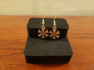 Schneeflocke Ohrringe goldfarben Strass Retro Style Ohrhänger Neu - Bild 1 von 4