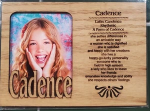 CADENCE Personalized Engraved 5"X7" Wood Matte Photo Frame Meaning of Name NEW - Picture 1 of 1
