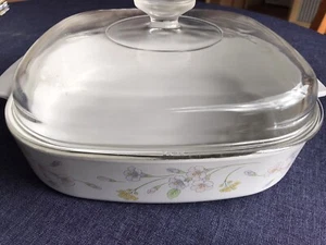 CORNING WARE Pastel Bouquet Square Dish Pyrex Lid 2.5L A-10-B USA - Picture 1 of 10