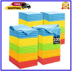 Microfiber Cleaning Cloth Set of 100 Towel Rag Car Polishing Detailing NoScratch - Picture 1 of 8