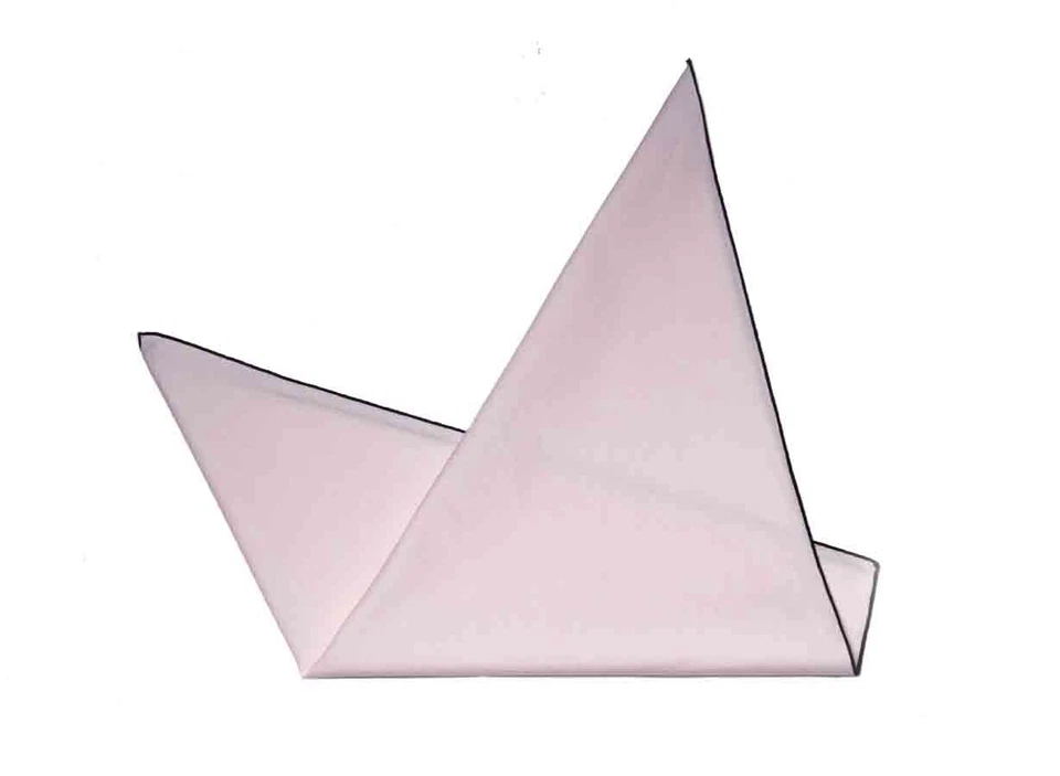 Large Vintage Cotton Pocket Square Pink With Black Border Men's 17" X 17" - Image 1 of 1